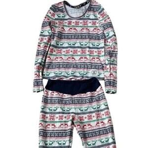 Lucky Brand Christmas Pajamas Women M Thermal top bottom 2 Pc set Fair Isle
